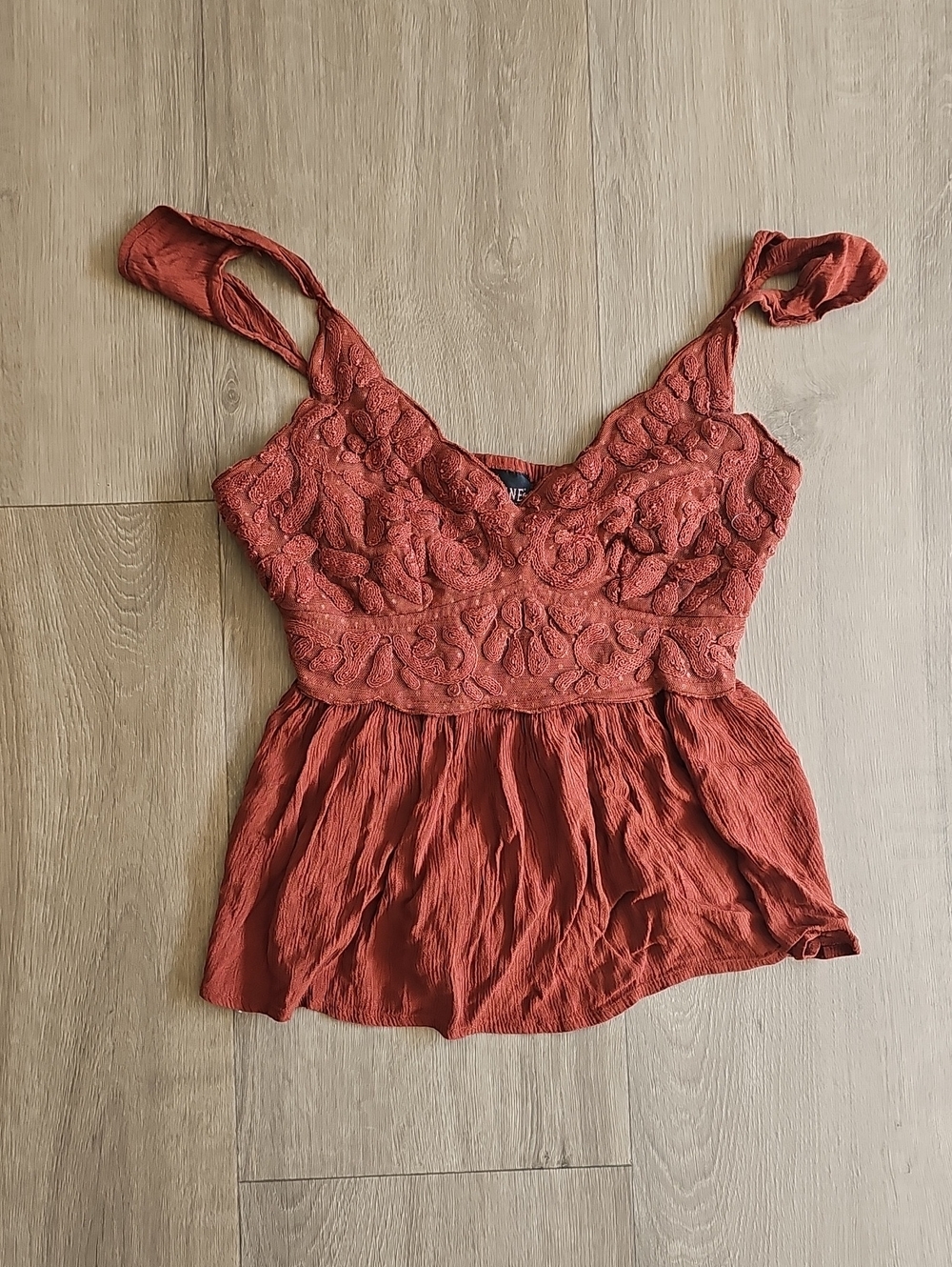 Shyanne Rust Lace-Embroidered Camisole Size Small